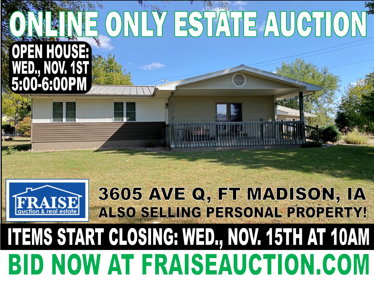 FORT MADISON, IA ESTATE AUCTION Fraise Auction & Real Estate