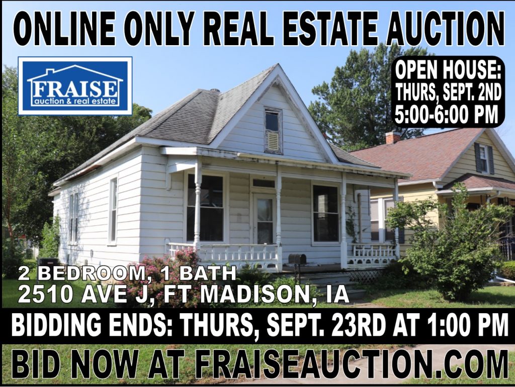Online Only Real Estate Auction 2510 Ave J, Ft Madison, IA Fraise