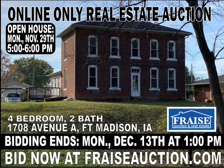 Fort Madison, IA Real Estate Auction Fraise Auction & Real Estate