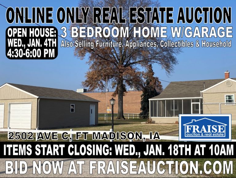 Ft. Madison, IA Estate Auction Kuhljuergen Estate Fraise Auction