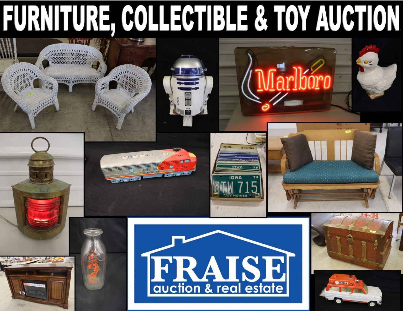 FURNITURE, COLLECTIBLES & TOY AUCTION Fraise Auction & Real Estate